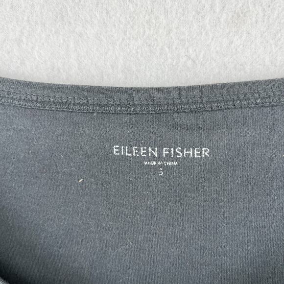 EILEEN FISHER Top S Cotton Interlock Jersey Scoop Neck 3/4 Sleeve Gray - Picture 9 of 13